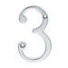 Polished Chrome Door Number 3 75mm Height 4mm Depth House Numeral Plaque Loops