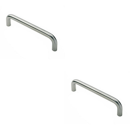 2x Round D Bar Pull Handle 619 x 19mm 600mm Fixing Centres Satin Steel Loops