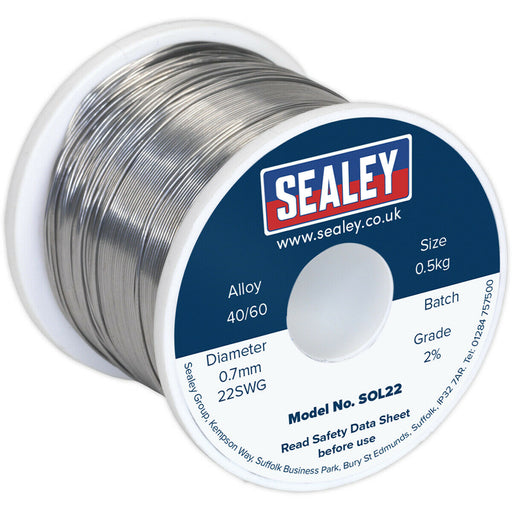 0.5kg Quick Flow Solder Wire Cable Reel Drum - 0.7mm 22SWG - 40/60 Tin/Lead Loops