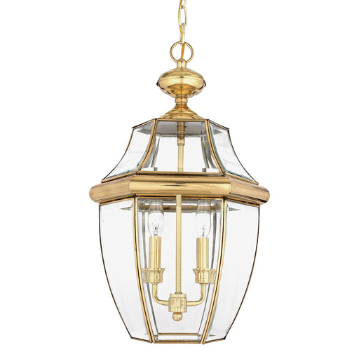 IP23 2 Bulb Chain Lantern Light Highly Polished Brass LED E14 60W Loops