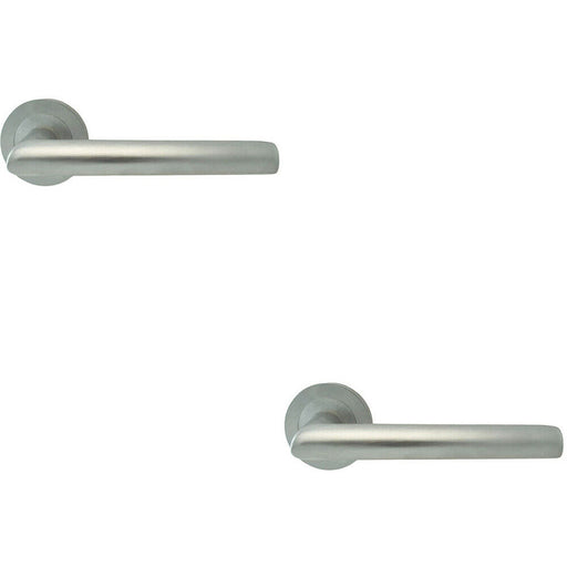 2x PAIR Straight Mitred Bar Handle on Round Rose Concealed Fix Satin Chrome Loops