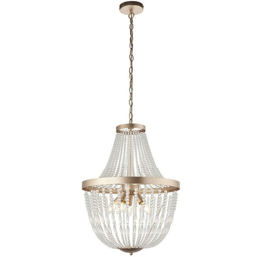 Hanging Ceiling Pendant Light Rose Gold & Glass Beads Modern Round Lamp Shade Loops