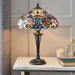 Tiffany Glass Table Lamp Light Dark Bronze & Multi Colour Floral Shade i00229 Loops