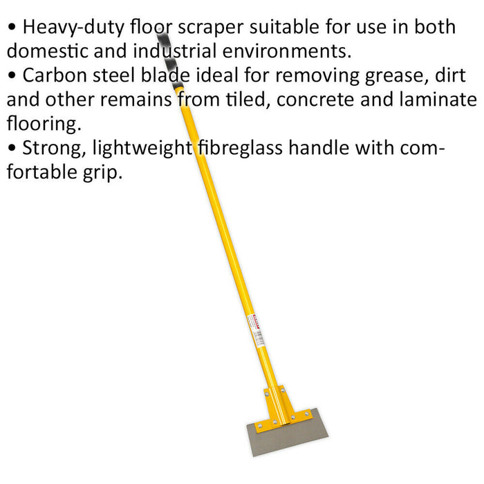 1.5m Heavy Duty Workshop Floor Scraper Blade - 300mm Carbon Steel Blade Loops