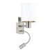 Wall Light Satin Nickel Shade White Copper Fabric Bulb E27 LED 1x40W 1x3.5W Loops