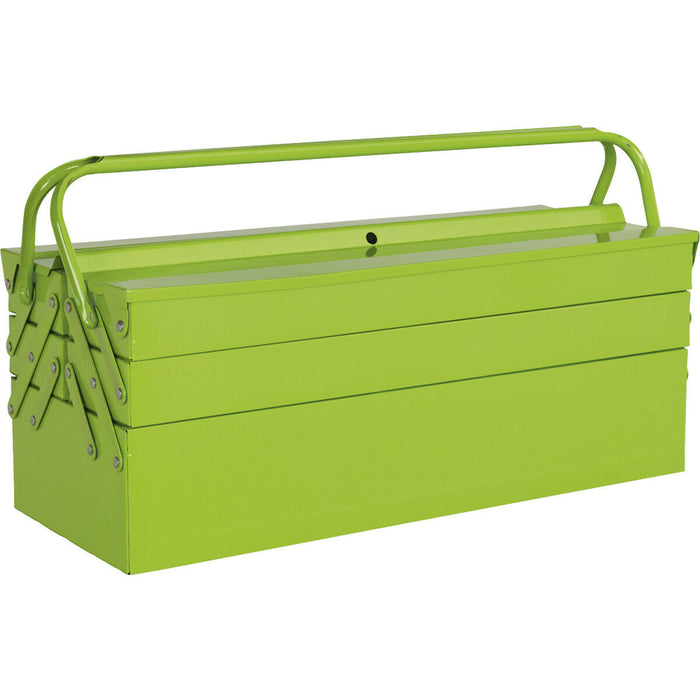 530 x 210 x 220mm Cantilever Toolbox - GREEN - 4 Tray Portable Tool Storage Case Loops