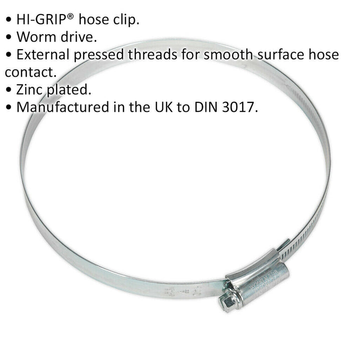 10 PACK Zinc Plated Hose Clip - 110 to 140mm Diameter - External Pressed Threads Loops