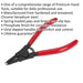 140mm Straight Nose External Circlip Pliers - Spring Loaded Jaws - Non-Slip Tips Loops