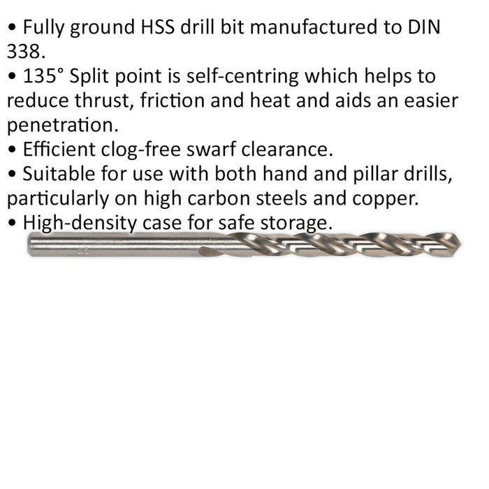 10 PACK 9.5 x 125mm Fully Ground HSS Drill Bit - High Speed Clog Free Drill Bit Loops