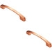 2x Curved Flat Faced Cupboard Pull Handle 160mm Fixing Centres Satin Copper Loops