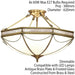Luxury Semi Flush 8 Lamp Ceiling Light Traditional Antique Brass & Frosted Glass Loops