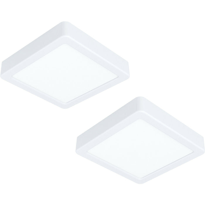 2 PACK Wall / Ceiling Light White 160mm Sqaure Surface Mounted 10.5W LED 3000K Loops