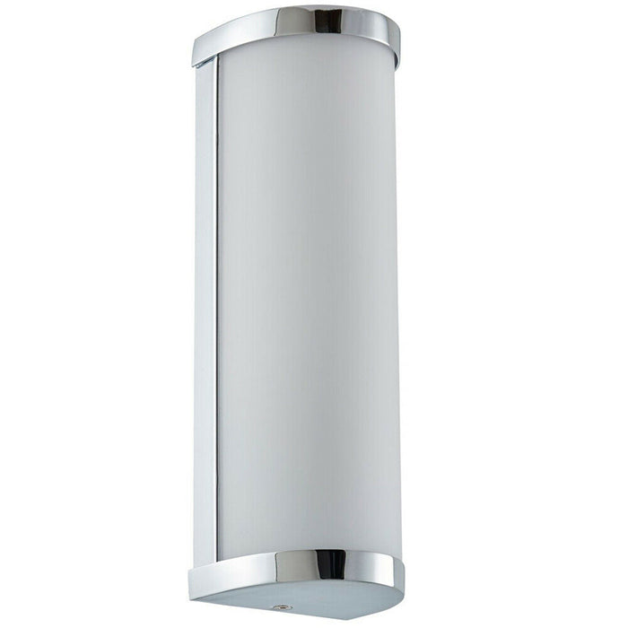 IP44 Bathroom Wall Light Chrome & Frosted Glass Modern Round Twin Curved Lamp Loops