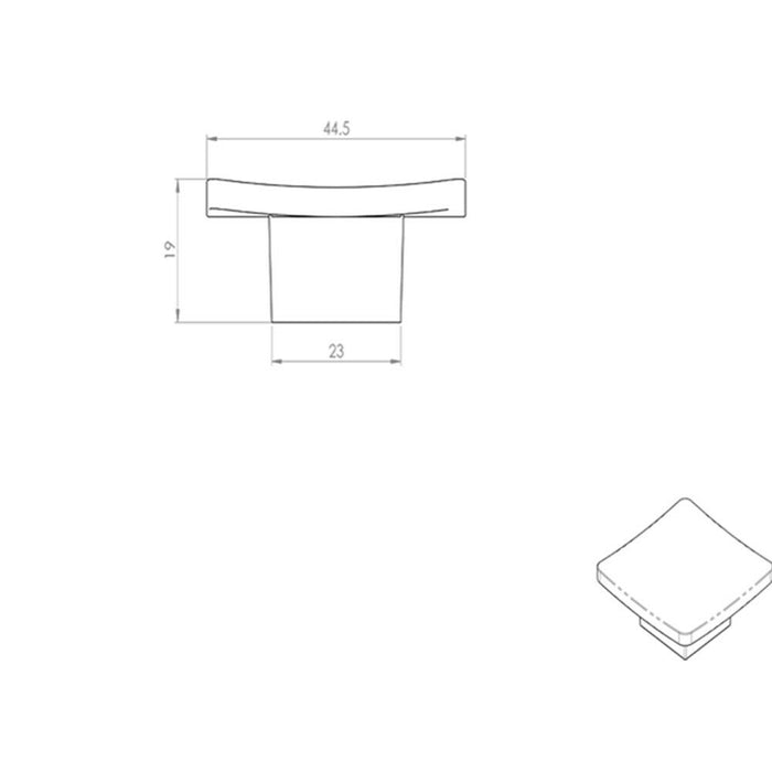 Square Curved Cupboard Door Knob 45 x 45mm Satin Nickel Cabinet Handle Loops