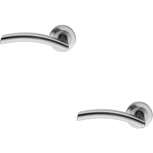 2x PAIR Heavyweight Arched Handle on Round Rose Concealed Fix Satin Chrome Loops