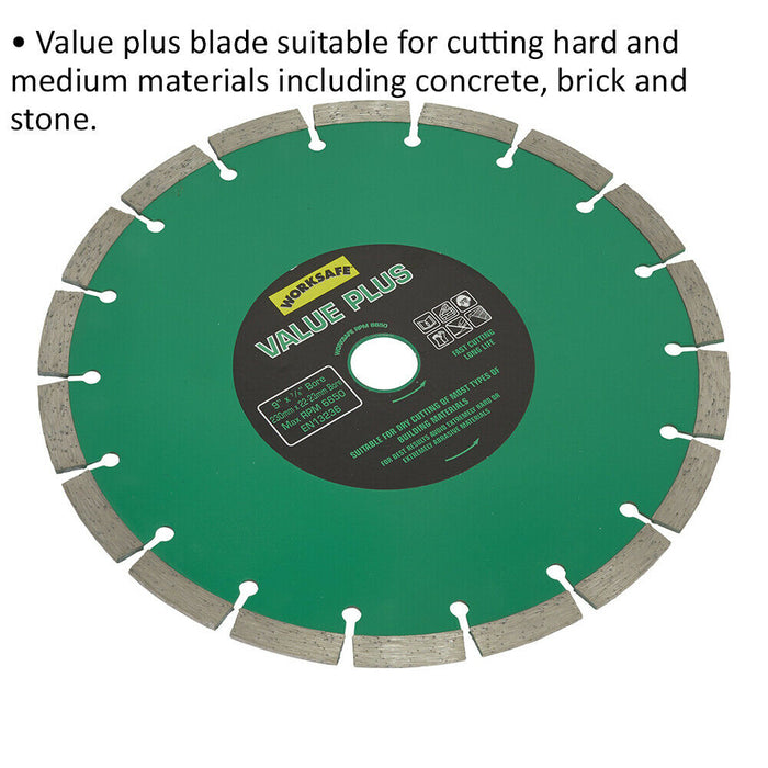 230mm Diamond Cutting Disc Blade - 22mm Bore - Long Lasting Brick Concrete Stone Loops