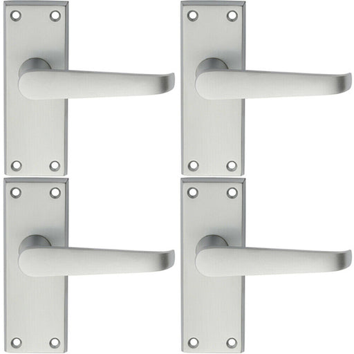 4x PAIR Straight Handle on Short Latch Backplate 118 x 42mm Satin Chrome Loops