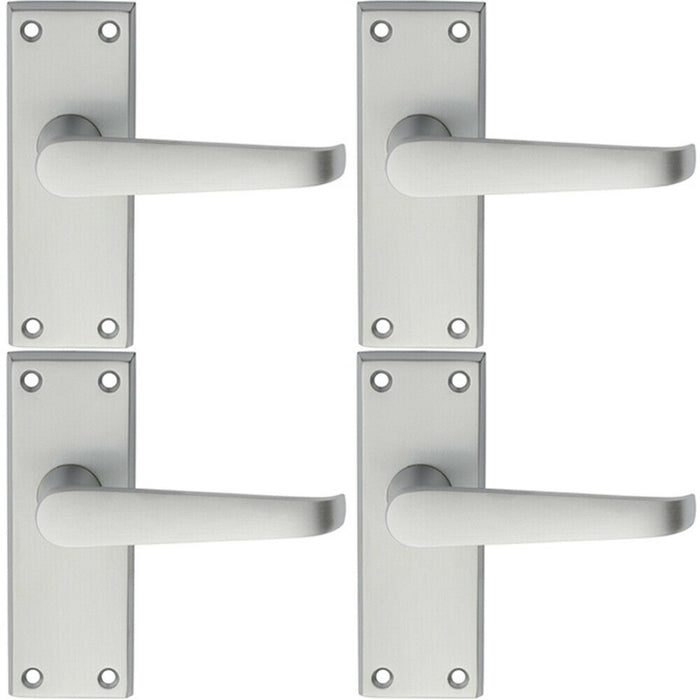 4x PAIR Straight Handle on Short Latch Backplate 118 x 42mm Satin Chrome Loops