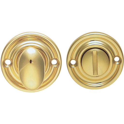 Reeded Design Thumbturn Lock And Release Handle 42mm Dia Polished Brass Loops