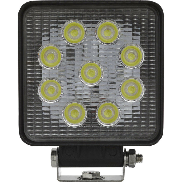 Waterproof Work Light & Mounting Bracket -27W SMD LED - 108mm Square Flash Torch Loops