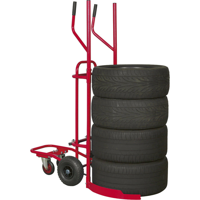 150kg Car & Van Wheel / Tyre Trolley Handling Dolly - Stackable Pick Sack Truck Loops