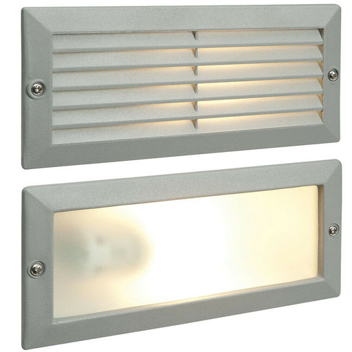 IP44 E27 LED Full Brick Accent Light Louvre Grill Supplied Grey & Frosted Glass Loops