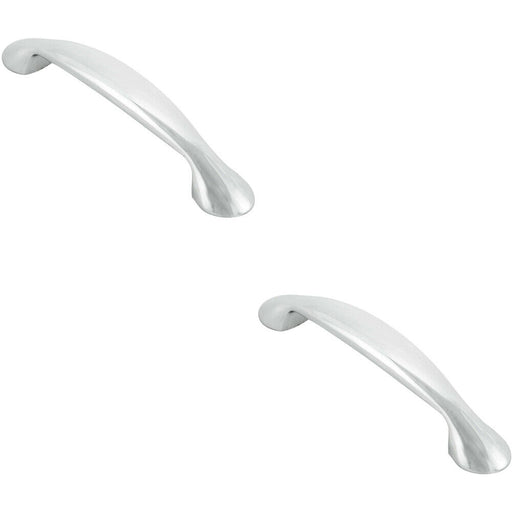 2x Flared Cabinet Pull Handle 165.5 x 23mm 128mm Fixing Centres Chrome Loops