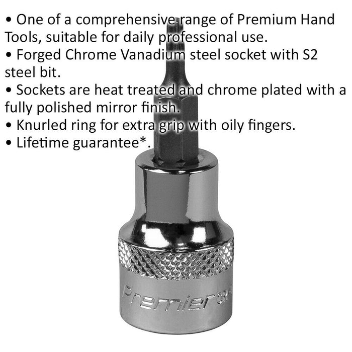 T10 TRX Star Socket Bit - 3/8" Square Drive - PREMIUM S2 Steel Head Knurled Grip Loops