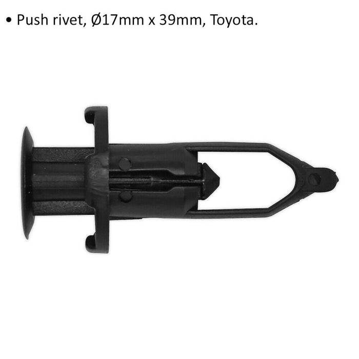 20 PACK Black Push Rivet Trim Clip - 17mm x 39mm - Suitable for Toyota Vehicles Loops