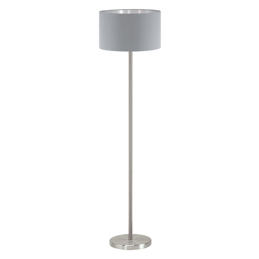 Floor Lamp Light Satin Nickel Shade Grey Silver Fabric Pedal Switch Bulb E27 Loops