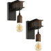 2 PACK LED Wall Light / Sconce Industrial Rust Effect Hangman 1x 60W E27 Loops