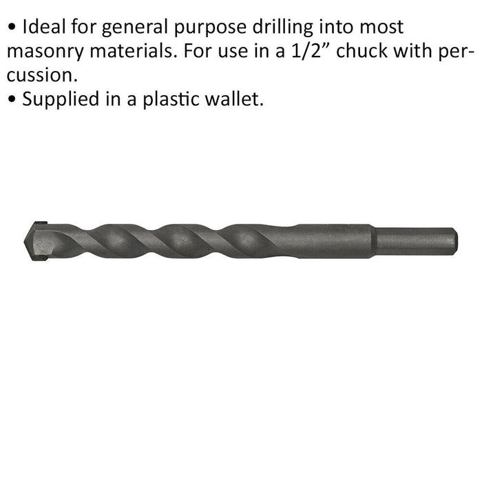 14 x 150mm Rotary Impact Drill Bit - Straight Shank - Masonry Material Drill Loops