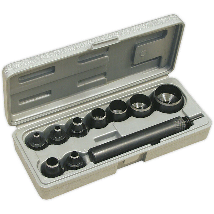 10 Piece Gasket Punch Set - Spring Loaded Centring Pin - Carbon Steel Body Loops