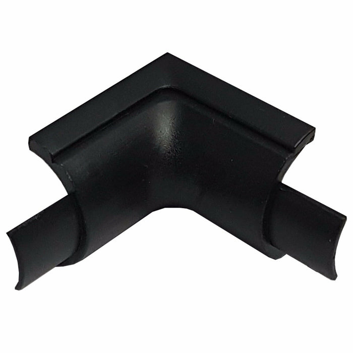 16mm x 8mm Black Smooth Fit Right Angled Internal Trunking Adapter Under Door Loops
