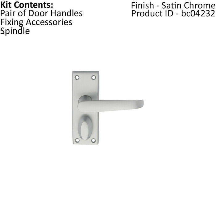 PAIR Straight Handle on Short Privacy Backplate 118 x 42mm Satin Chrome Loops