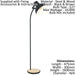 Standing Floor Lamp Light Cruved Black Base / Shade & Wood 1 x 28W E27 Bulb Loops