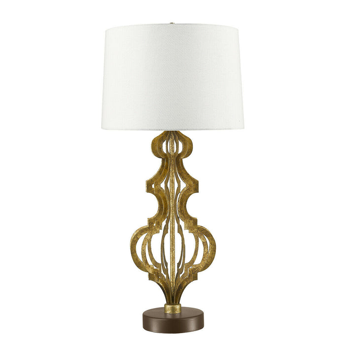 Table Lamp Open Design Scroll Effect Cream Shade Distressed Gold LED E27 100W Loops