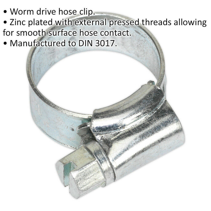 30 PACK Zinc Plated Hose Clip - 8 to 14mm Diameter - External Pressed Threads Loops