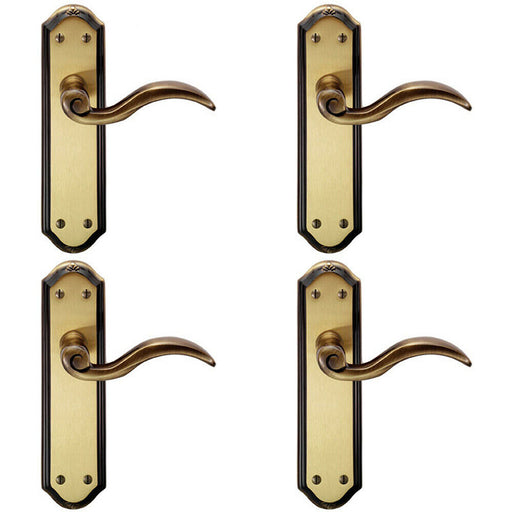 4x PAIR Spiral Sculpted Handle on Latch Backplate 180 x 48mm Florentine Bronze Loops