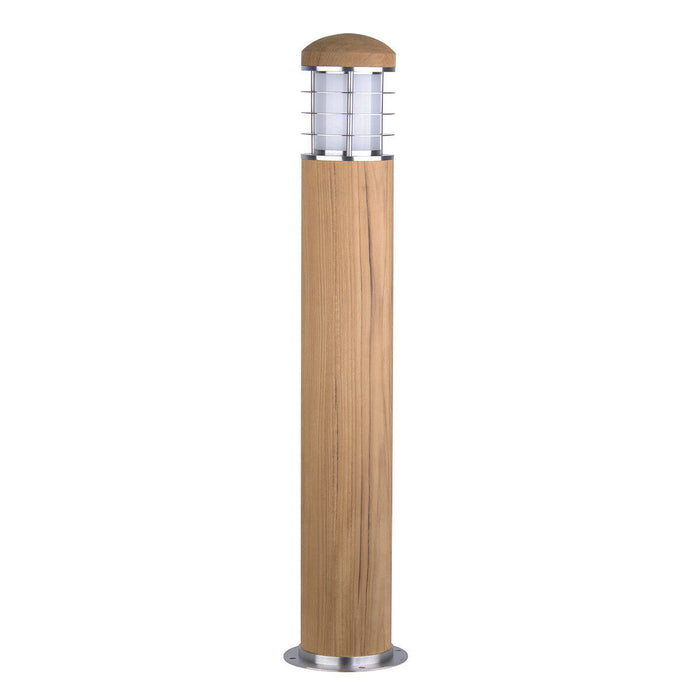 Outdoor IP55 Bollard Light Stainless Steel And Teak LED E27 15W Loops