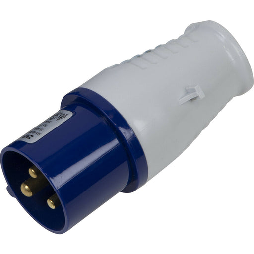 230V Blue 2P+E Plug - Industrial 16A 2P+E Site Plug Connector - IP44 Rated Loops