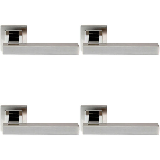 4x PAIR Square Cut Straight Bar Handle Concealed Fix Polished & Satin Steel Loops