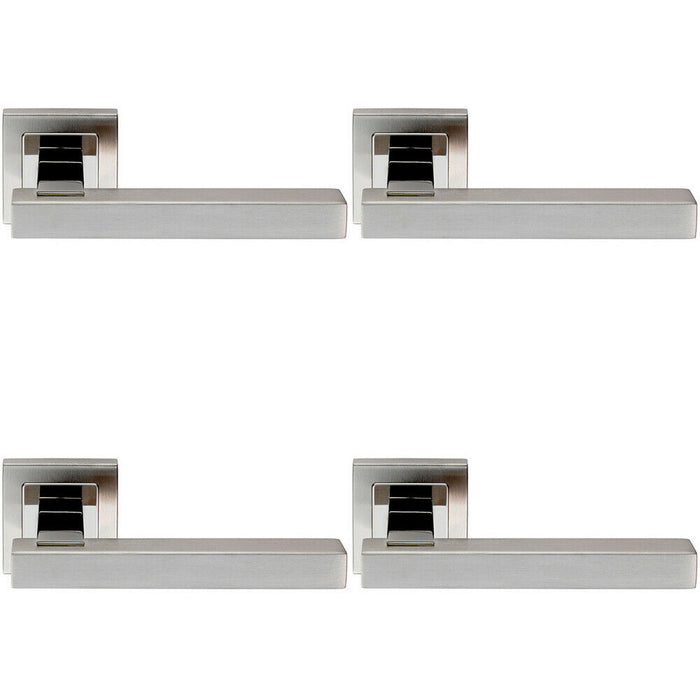4x PAIR Square Cut Straight Bar Handle Concealed Fix Polished & Satin Steel Loops