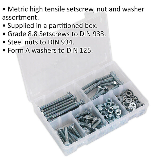 220 Piece Setscrew Nut & Washer Assortment - High Tensile Steel - M8 Metric Loops