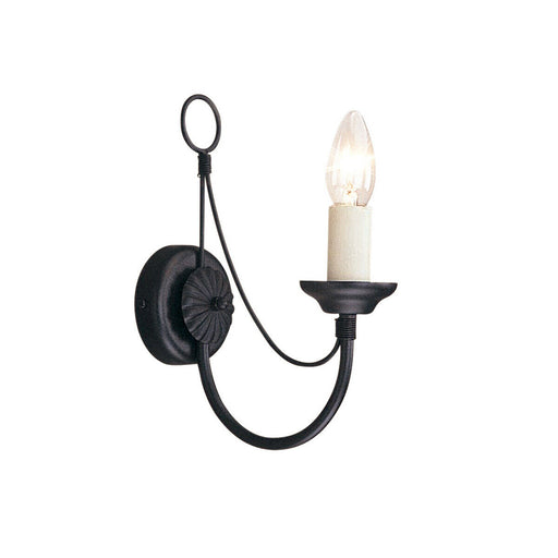 Wall Light Gothic Style wire effect Ivory candle tube holder Black LED E14 60W Loops