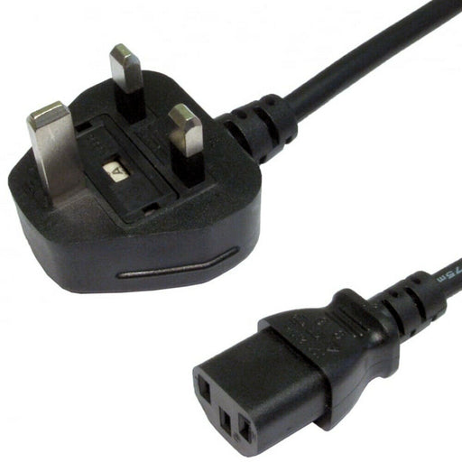 1m UK Plug to IEC Socket Mains 10A Power Cable PC Monitor Amp Kettle C13 Lead Loops