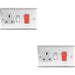 2 PACK 45A DP Oven Switch & Single 13A Switched Power Socket SATIN STEEL & Grey Loops
