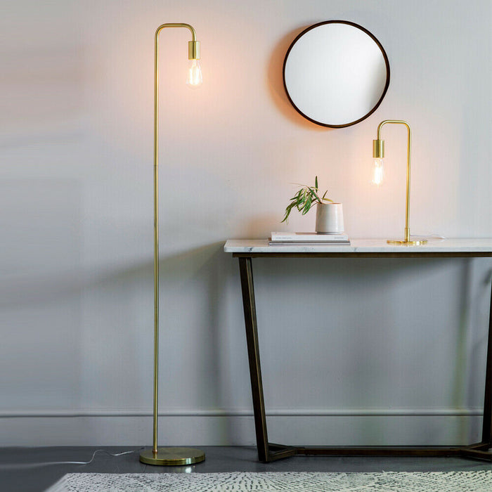 Modern Hangman Table Lamp Brass Industrial Metal Arm Bedside Desk Light Base Loops