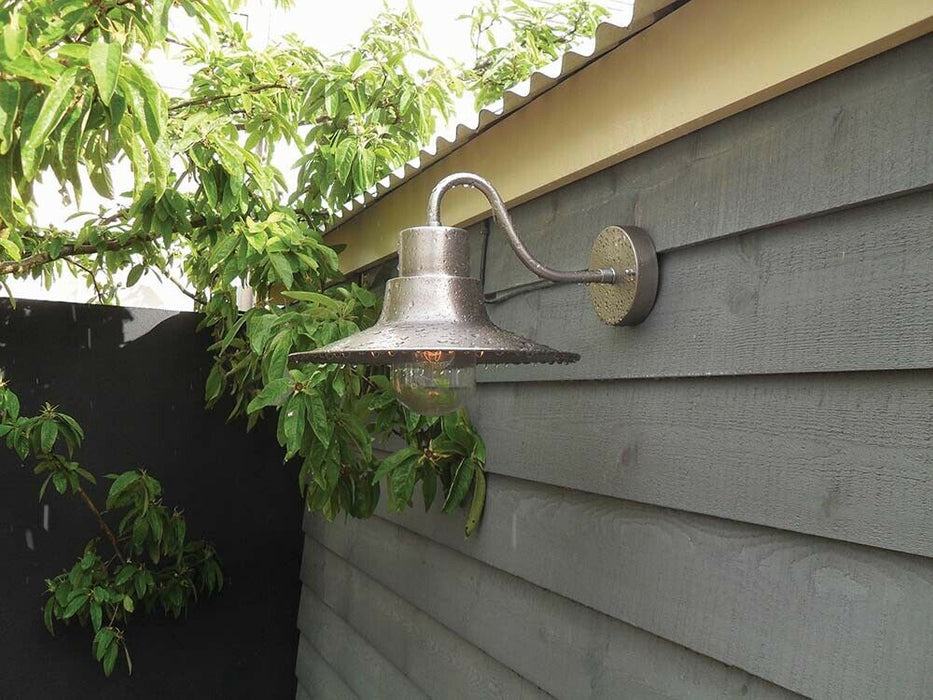 Outdoor IP44 1 Bulb Wall Light Lantern Antique Nickel LED E27 100W Loops