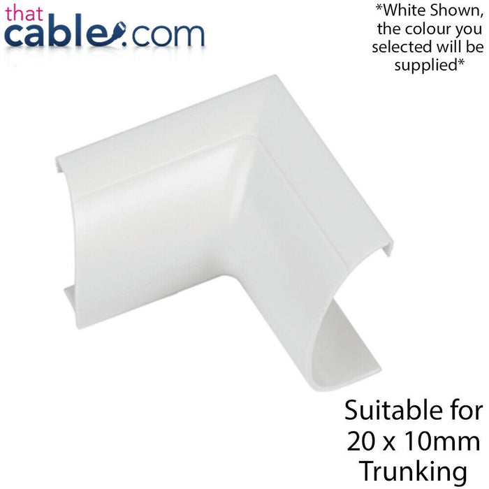 20mm x 10mm White Clip Over Internal Bend Trunking Adapter 90 Degree Conduit Loops